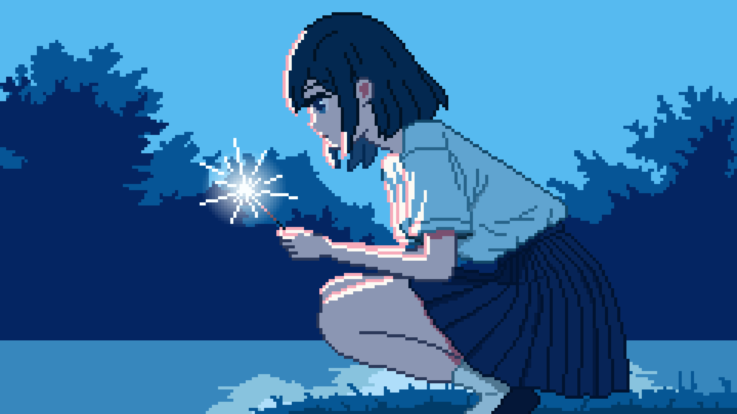 pixel art fireworks